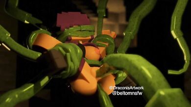 Lustful Tentacles of the Minecraft Slime Monster penetrate Lily's tight holes.
