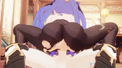 The Passionate Embrace Between the Beautiful Keqing and Her Sexy Maid Chenlan