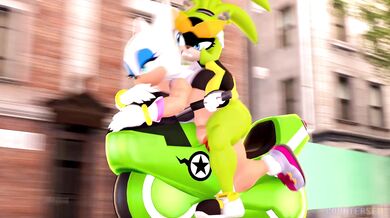 Rouge is taken on a ride by Surge the electric eel in an intense hentai PORN video.