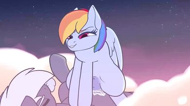 Rainbow Dash Rides Tempest's Shaft in the Sky