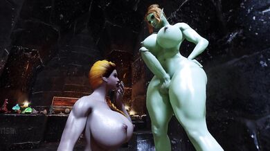 Orc Futanari's Fornication with a Juicy Dark Plaything