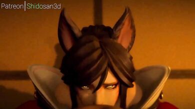 Eager Ahri Blows a Stranger's Cock for the First Time