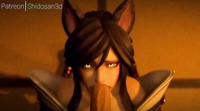 Eager Ahri Blows a Stranger's Cock for the First Time