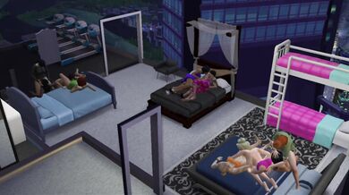 Futa San Myshuno dominates the female orgy