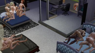 Futa San Myshuno dominates the female orgy