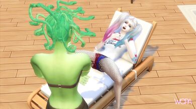 Harley Quinn and Medusa's Beach House Threesome