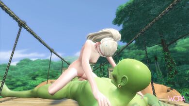 Giant Goblin Guardian of the Passage Gets a Blonde Boner for his Duty
