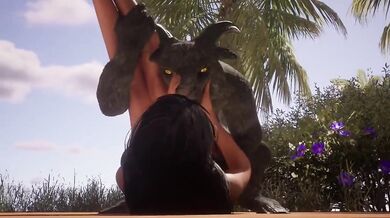 Human Babe Gets Demonic Goat Cum in Wild Sexcapade