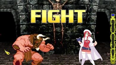 Beastly bull-man battles enchanting nymph