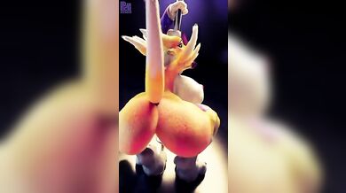 Pussy Splashing Water Festival: Renamon's Wet 'N Wild Pole Dance Party