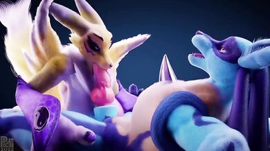 Renamon and Lucario's Epic BJ Battle with Pixilated Pictures and Sound Effects