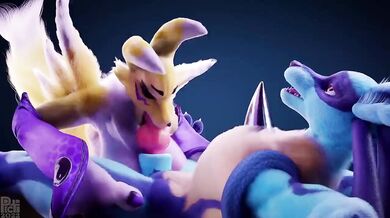Renamon and Lucario's Epic BJ Battle with Pixilated Pictures and Sound Effects