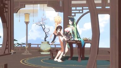 The Cloud Retainer's Apprentice, Xianyun, engages in a steamy mating session with a fluffy bunny adept.