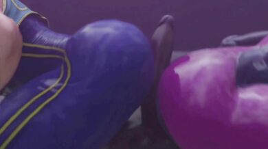 Sexual Tension Between Street Fighter Rivals: Juri and Chun-Li Ends in Double Anal.