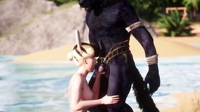 Blonde Bunny Girl Gets Tamed by Feral Beast