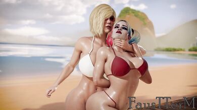 Harley Quinn gets dominated by Power Girl in a steamy commissioned fuck fest [FaustTerm]