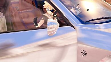 Horny Amber and Eula Licking and Fucking in the Backseat of a Car!