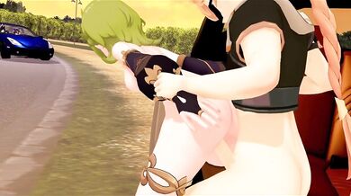 Horny Amber and Eula Licking and Fucking in the Backseat of a Car!