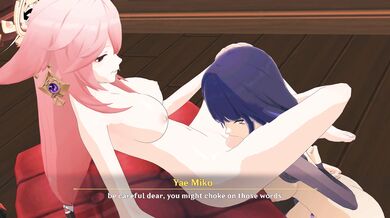 Commissioned Miko and the Shogun's Rough Love-making (Minimal UI Inclusion)