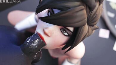 Blacked Tracer Gives Evilbaka a Mind-Blowing Blowjob