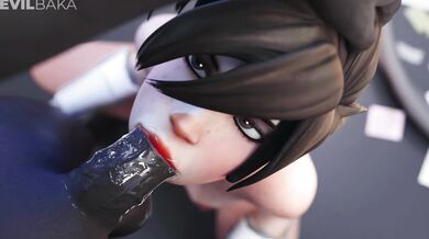 Blacked Tracer Gives Evilbaka a Mind-Blowing Blowjob