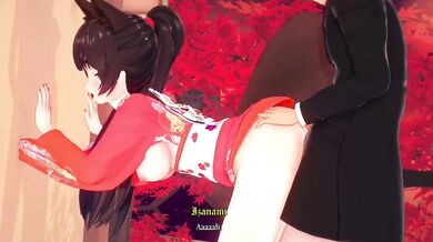 Rewritten: Exposed and ravaged by a fox-girl in 3D behind a public place