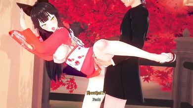 Rewritten: Exposed and ravaged by a fox-girl in 3D behind a public place
