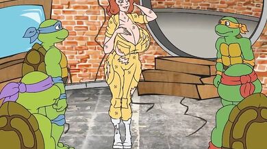 Teenage Mutant Ninja Turtles Pound April's Wet Pussy In Group Sex Orgy