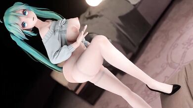Rocking chair banging with a sexy loli Miku