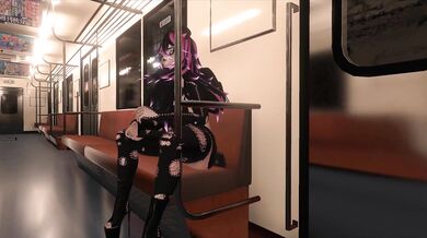 Futa Slut Jerks Off on Train Home in Public