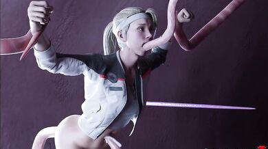 The Red Buckets Sonya Blade gets tentacled by a slimy alien creature with fluids gushing out in this hentai porn video