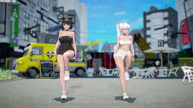 Pink Hair Sluts Tango (Checkmate) - RWBY's Blake & Weiss' Swingin' Booties Bounce in Unison