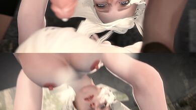 Horny babes give a double penetration from behind with two strap-ons in the wind, making their partners go wild!