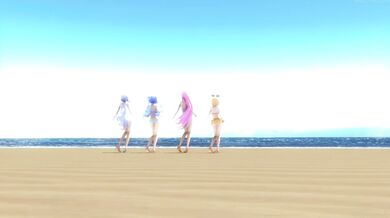 Ghost Bikini Dance Foursome with Vocaloids Miku, Rin, Luka, and Haku