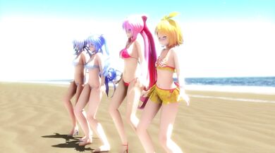 Ghost Bikini Dance Foursome with Vocaloids Miku, Rin, Luka, and Haku