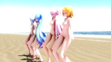 Ghost Dance: Naked Miku, Rin, Luka, and Haku