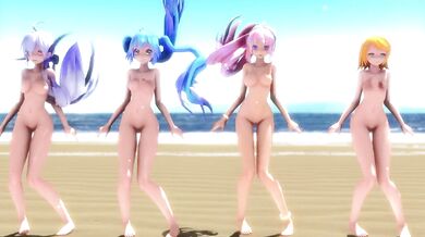 Ghost Dance: Naked Miku, Rin, Luka, and Haku