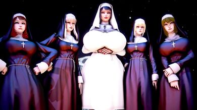 Four Naughty Nuns Get Nailed by a Godmother Artist in 'M22H'