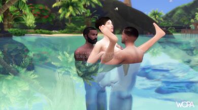 Public Beach Threesome with Tatted Brunette and Two Strangers