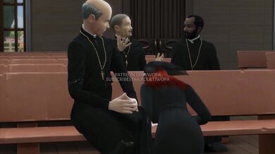 Sexy Nun Gets Her Priest's Dick in Mouth After Peeping on Him from Behind Closet Door