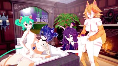 Slutty Pups Gangbang MILF in the Doghouse