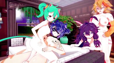 Slutty Pups Gangbang MILF in the Doghouse