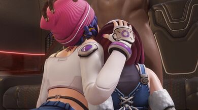Dark Kiriko and Big-Titted D.Va Lick, Fuck and Swallow [Blacked and Bewyx]