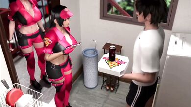 Pizza Delivery Guy Gives Blowjob with a Pair of Boobs as a Tip