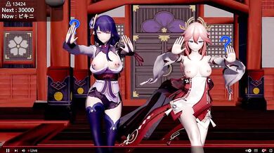 The three of them, Raiden, Yae and a punishment game, were going to have a wild night together