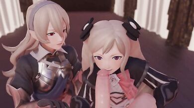 Elise Goes Down on Corrin's Cock in a Mouth-Watering Blowjob
