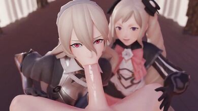Elise Goes Down on Corrin's Cock in a Mouth-Watering Blowjob