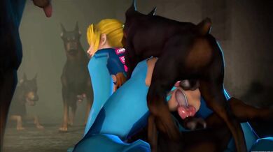 Hentai: Samus x Dogs Double Penetration [Rekin3D]