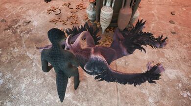 Mighty Crocodilian Futa Cumming on Majestic Bird of Massive Proportions