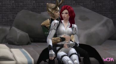 Lustful Black Widow Banged by Tricky Loki!
